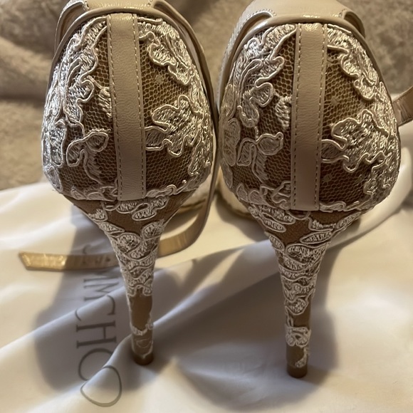 JIMMY CHOO
ANNIE WOMENS FLORAL LACE OPEN-TOE HEELS - Picture 4 of 11